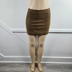 Free People Faux Leather Bodycon Panel Stitch Mini Skirt Size S